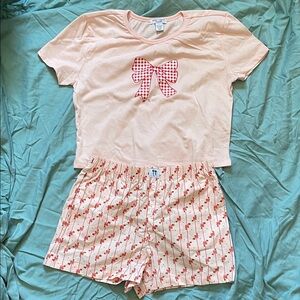 Charming Pink Bow Pajama Set NEW
